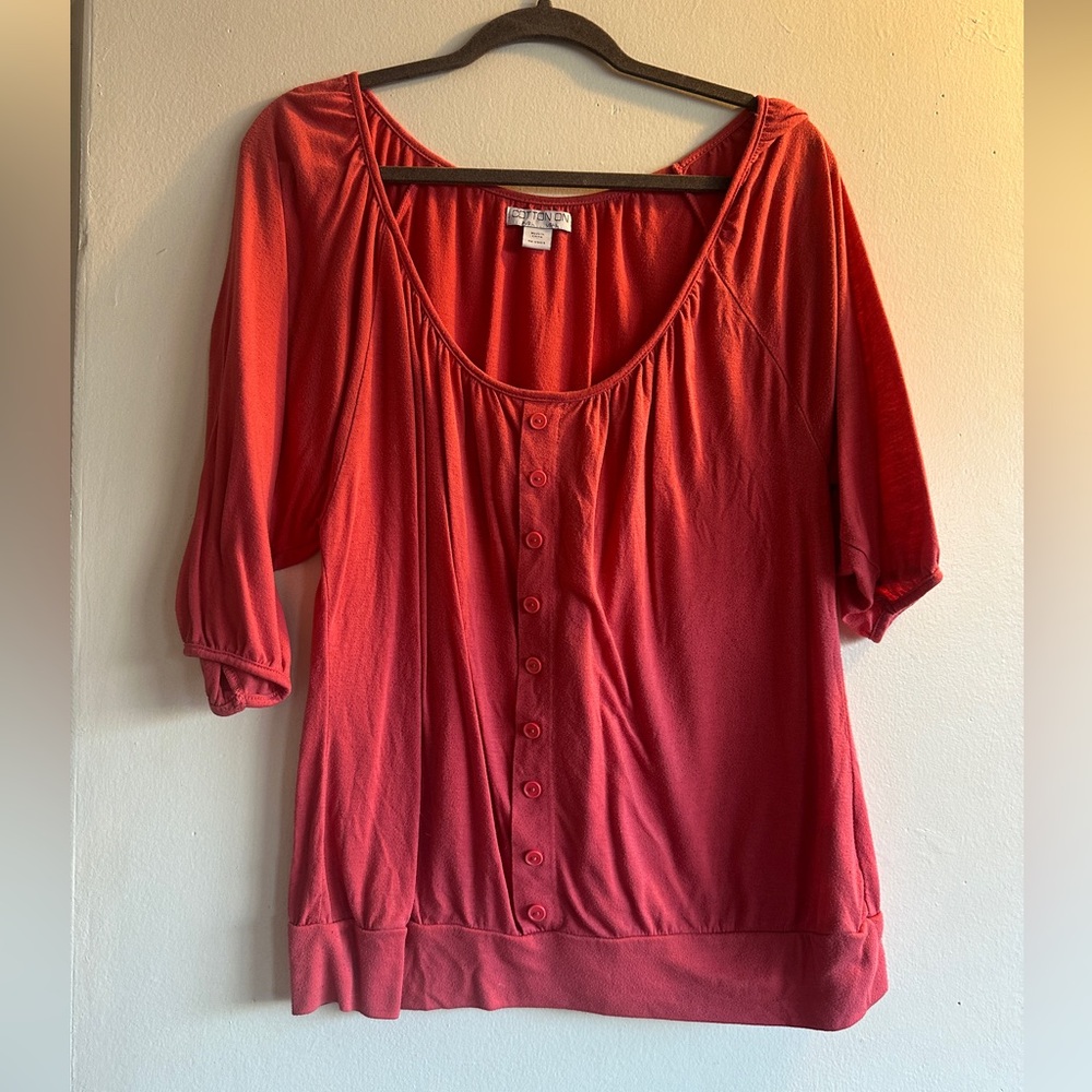 Cotton On Coral Button-Front Blouse
